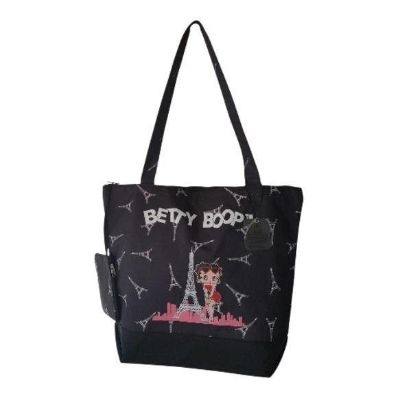 Betty Boop Black Tote Bag with Eiffel Tower Design - Picture 7 of 8